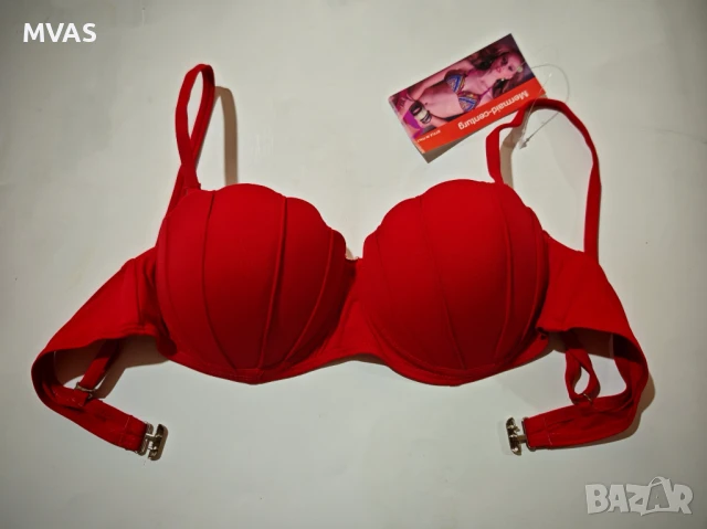 Нов червен бански горнище M размер 38 чашка мида 