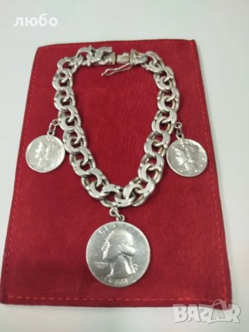 Сребърна Гривна със Сребърни Монети Америка 