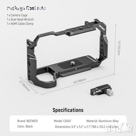 Нова Sony A6700 Кафезна Рамка CNC ARRI NATO Хладна Обувка NEEWER за камера фотоапарат, снимка 3 - Чанти, стативи, аксесоари - 42902305
