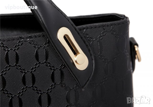 Дамска черна чанта от Еко кожа - Елегантен комплект чанти от 4 части, снимка 4 - Чанти - 39805395