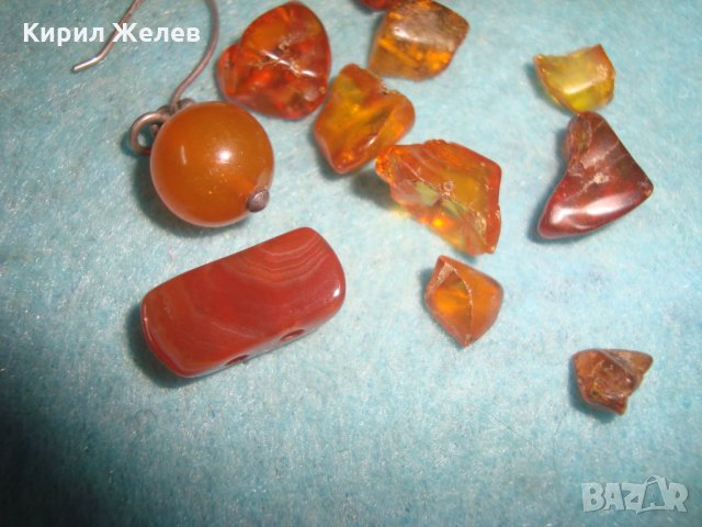 СТАРА СРЕБЪРНА КЕХЛИБАРЕНА ОБЕЦА иЛОТ БАЛТИЙСКИ НАТУРАЛЕН КЕХЛИБАР и1 КАРНЕОЛ ШЛИФОВАНО КАМЪЧЕ 23568, снимка 7 - Антикварни и старинни предмети - 35646444