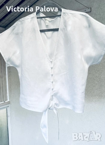 Модерен ленен топ кроп