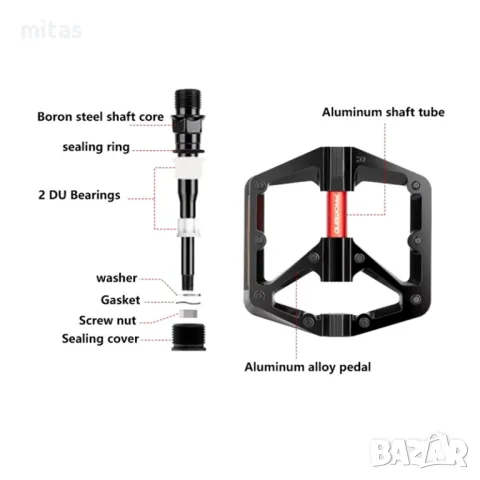 Леки алуминиеви педали за велосипед PROMEND M24N, Двоен DU лагер, Пин, снимка 7 - Аксесоари за велосипеди - 48617621