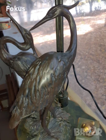 Уникално красива голяма арт лампа фигурална метал алабастър, снимка 6 - Антикварни и старинни предмети - 51107051