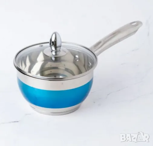 Комплект тенджери Bohmann от 8 части от висококачествена неръждаема стомана в елегантен син дизайн, снимка 2 - Съдове за готвене - 50379681