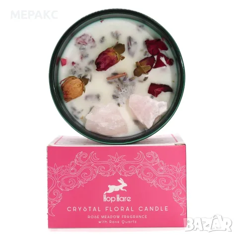 Свещ Hop Hare Crystal Magic Flower Candle – Влюбените, снимка 2 - Езотерика - 56230586