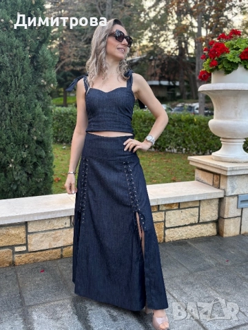 Дълга дънкова  пола с капси XS, S, M , L, XL, снимка 3 - Поли - 52443185