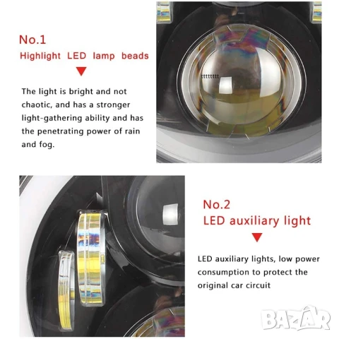 5,75" инча, 14,3см LED мотоциклетен фар Angel Eye за Harley Davidson, снимка 4 - Части - 50812373