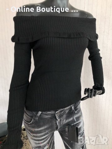 Мека блуза с голи рамене КОД 3, снимка 2 - Блузи с дълъг ръкав и пуловери - 31450081