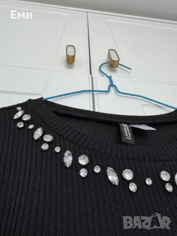 Стилна блуза с камъчета, снимка 3 - Блузи с дълъг ръкав и пуловери - 54363375