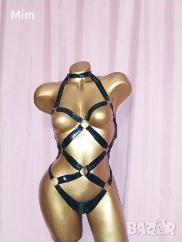 S/M Черно боди от еко кожа , снимка 5 - Корсети, бюстиета, топове - 52770372