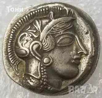 Монета Тетрадрахма - Богиня Атина Палада - РЕПЛИКА