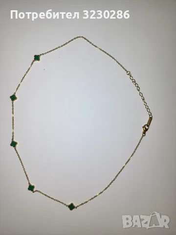 Van Cleef Ново колие stalnles stil -зелен камък, снимка 4 - Колиета, медальони, синджири - 55823494
