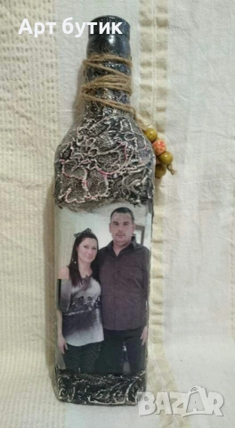 Арт бутилка  с ваша обща снимка, подарък  за Свети  Валентин, снимка 2 - Декорация - 52566249