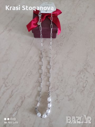 ПЕРЛЕНО Колие Нежно / Неръждаема СТОМАНА , снимка 5 - Колиета, медальони, синджири - 39878881
