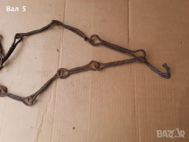 Стара верига за огнище от ковано желязо , здрава, снимка 2 - Антикварни и старинни предмети - 50327070