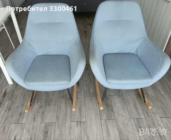 Люлеещ стол NEBEL светлосин текстил, снимка 2 - Столове - 55947595
