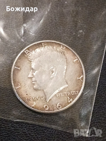 Половин Долар 1964. САЩ.Кенеди., снимка 2 - Нумизматика и бонистика - 53363874