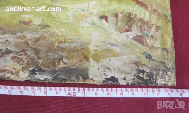 Стара Кртина масло върху картон 49х35 см., снимка 11 - Картини - 31781274