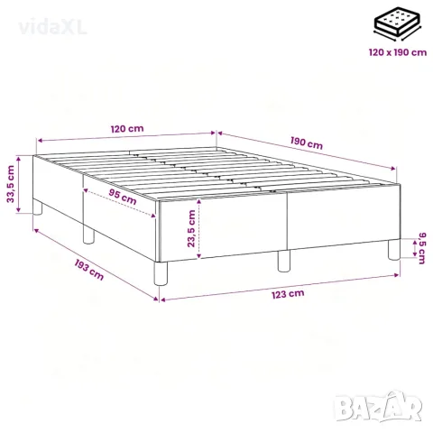vidaXL Рамка за легло без матрак, кремави, 120x190 см, плат, снимка 9 - Спални и легла - 56146807