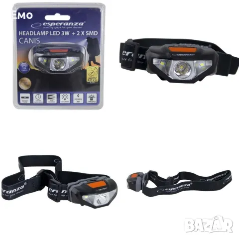 Челник, 3W, 100 метра, 120 лумена, 3 LED, Пулс, Черен