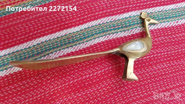 Бронзова статуетка паун обувалка, снимка 3 - Антикварни и старинни предмети - 51703138