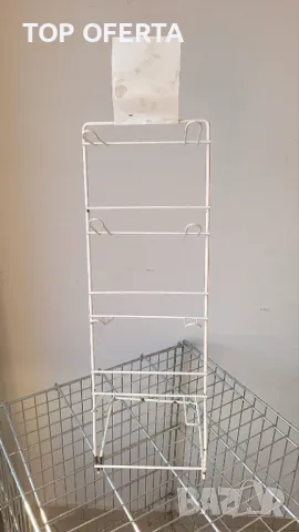 Метален стелаж с 8 куки за закачане, бял цвят!!! 73,5 х 20 см, снимка 2 - Стелажи и щандове - 47803476