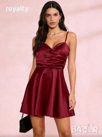 Нова Къса Бодро Сатенена Дамска Рокля 