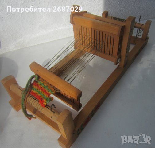 детски стан, стар дървен, дървено станче за тъкане - 6