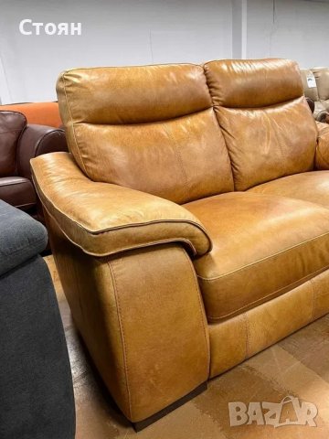 Два оранжеви кожени дивана двойки - естествена кожа, снимка 8 - Дивани и мека мебел - 39974030