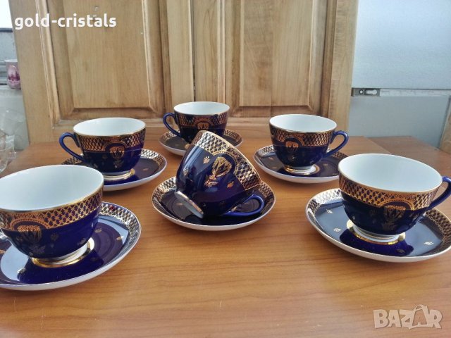 Руски чаши за чай кафе кобалт лфз, снимка 1 - Антикварни и старинни предмети - 33760915