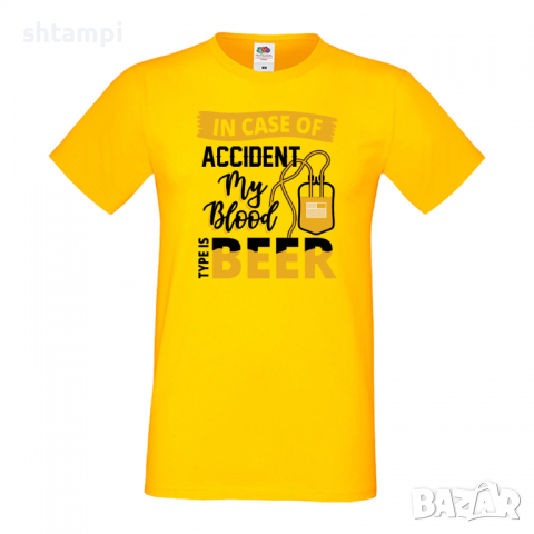 Мъжка тениска In Case Of Accident My Blood Type Is Beer,Бира,Бирфест,Beerfest,Подарък,Изненада,Рожде, снимка 8 - Тениски - 36378219