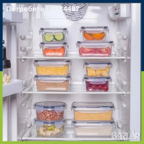 Комплект от 12 кутии за храна за обяд – пластмасови контейнери с капаци, снимка 4 - Кутии за храна - 52868664