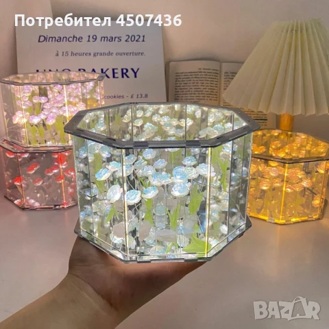 Ръчно изработена 3-Д LED нощна лампа с Рози, Направи си сам домашен декор, снимка 8 - Настолни лампи - 50813476