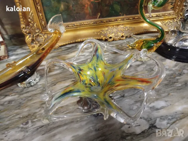 Murano, великолепието на авторското стъкло. Пепелник гондола 60лв, бонбониера 80. Лебеда 45. Размери, снимка 2 - Декорация за дома - 48374788