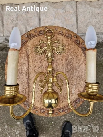 Чифт страхотни антикварни бронзови аплици за стена , снимка 3 - Антикварни и старинни предмети - 49621040