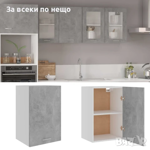Висящ шкаф, бетонно сив, 39,5x31x60 см, ПДЧ Код P1000, снимка 4 - Шкафове - 51210269