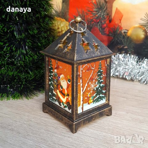 1797 Малък коледен фенер с Дядо Коледа светеща коледна украса, снимка 2 - Декорация за дома - 30705366