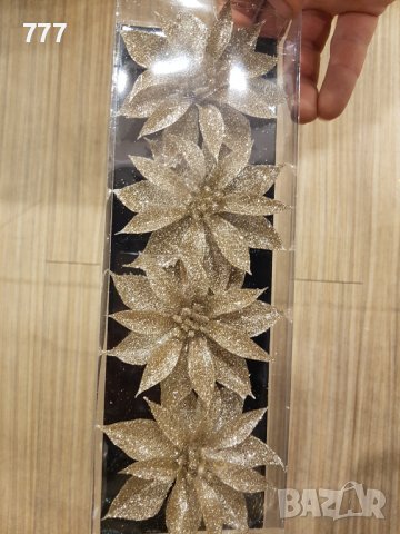 Коледни звезди с клипс 8 см, снимка 2 - Декорация за дома - 38930197