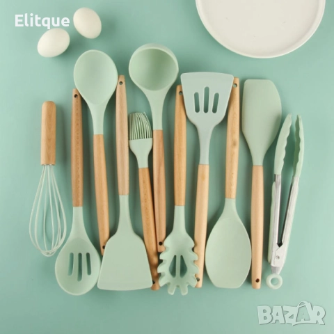 Комплект кухненски прибори от 12 бр. с дървена дръжка, снимка 11 - Други - 52861434