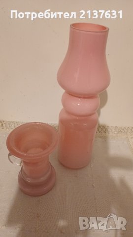НОВ ! Комплект  ВАЗА и СВЕЩНИК   в розово