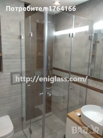 Стъклен параван за баня хармоника с антиваровик стъкла и повдигащи панти