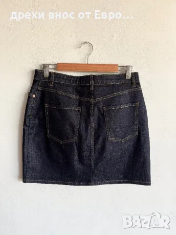 OASIS Тъмно синя къса маркова дънкова пола с копчета, снимка 6 - Поли - 33113463