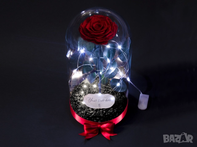 Подарък за Коледа за Жена - Естествена Вечна Роза в Голяма Стъкленица / Подарък за Съпругата, снимка 5 - Подаръци за жени - 52529750