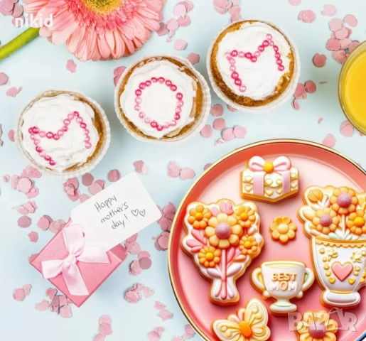 Best mom мама майка цветя подарък купа чаша букет ден жената силикоов молд форма фондан шоколад гипс, снимка 3 - Форми - 54176355