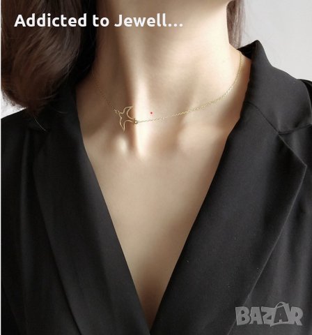 Сребърен чокър "Swallow", снимка 3 - Колиета, медальони, синджири - 35598539