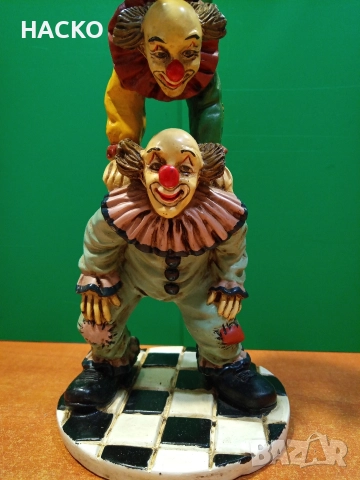 Стара Статуетка на Два Клоуна от Полиризин Valentino/Италия, снимка 2 - Статуетки - 52577268