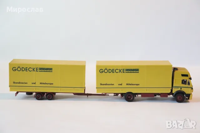 HERPA H0 1/87 MERCEDES КАМИОН МОДЕЛ КОЛИЧКА TIR ВЛЕКАЧ, снимка 9 - Колекции - 50362086