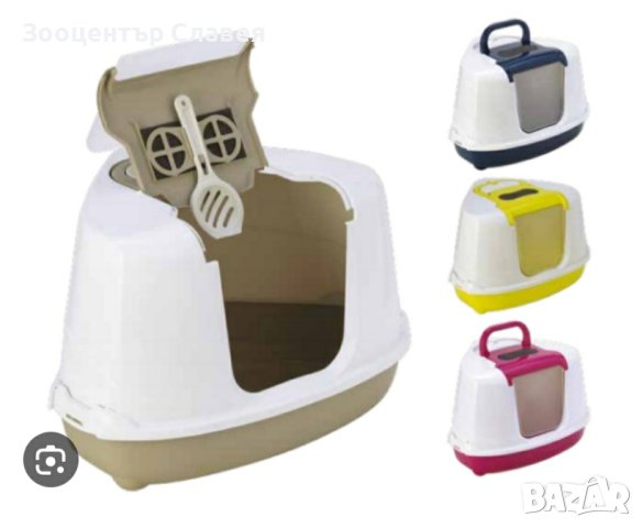 голяма ъглова закрита затворена тоалетна за котка,котешка тоалетна , снимка 1