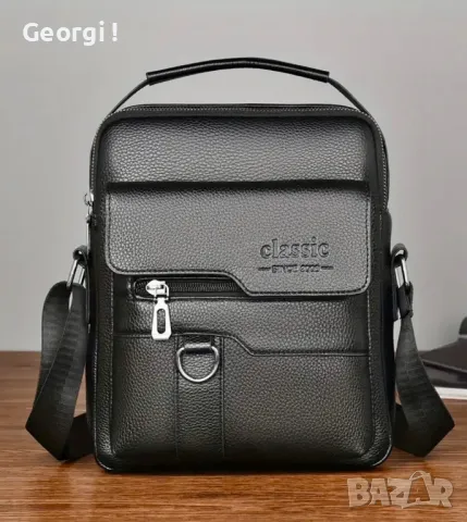 Мъжки елегантни, удобни и универсална чанти POLC (PU кожа) черни на цвят!, снимка 2 - Чанти - 49292274